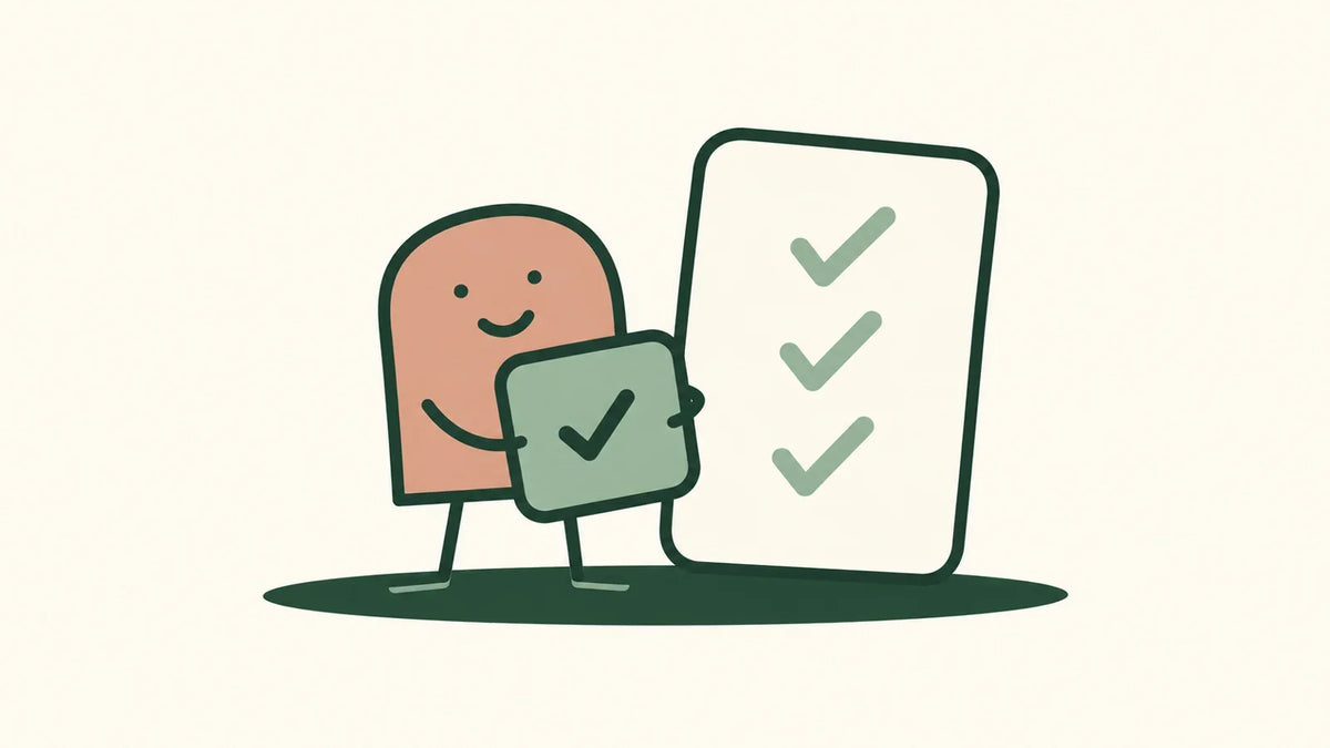 An illustrated companion holding a small one-step card beside a larger plan.